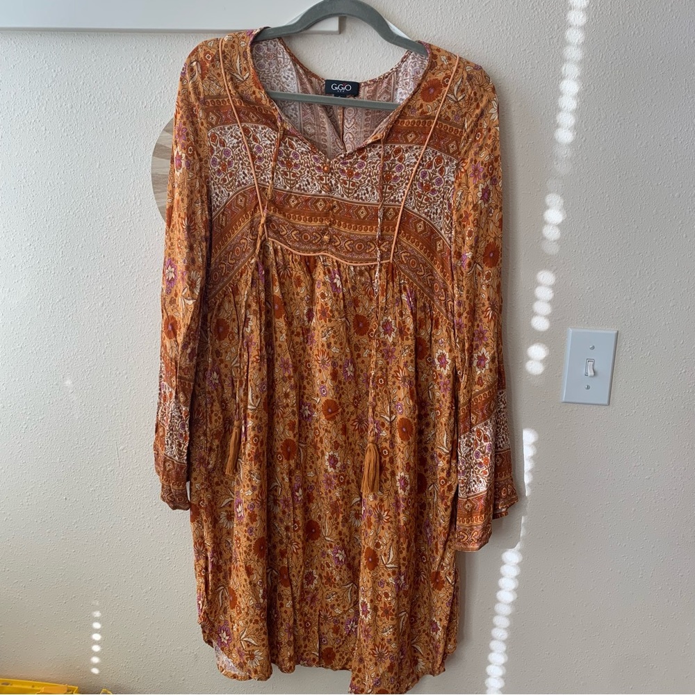 Multicolor Boho Womens Floral Print oversized dress